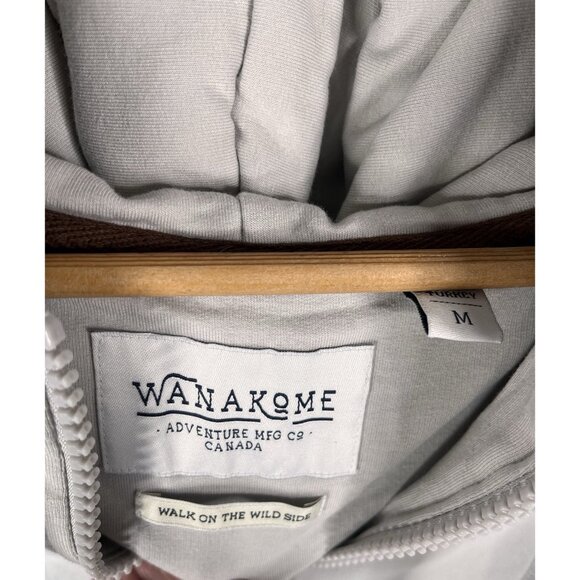 WANAKOME Women's Tan Black Hooded Full Zip Crop Sweatshirt Medium - Picture 3 of 5